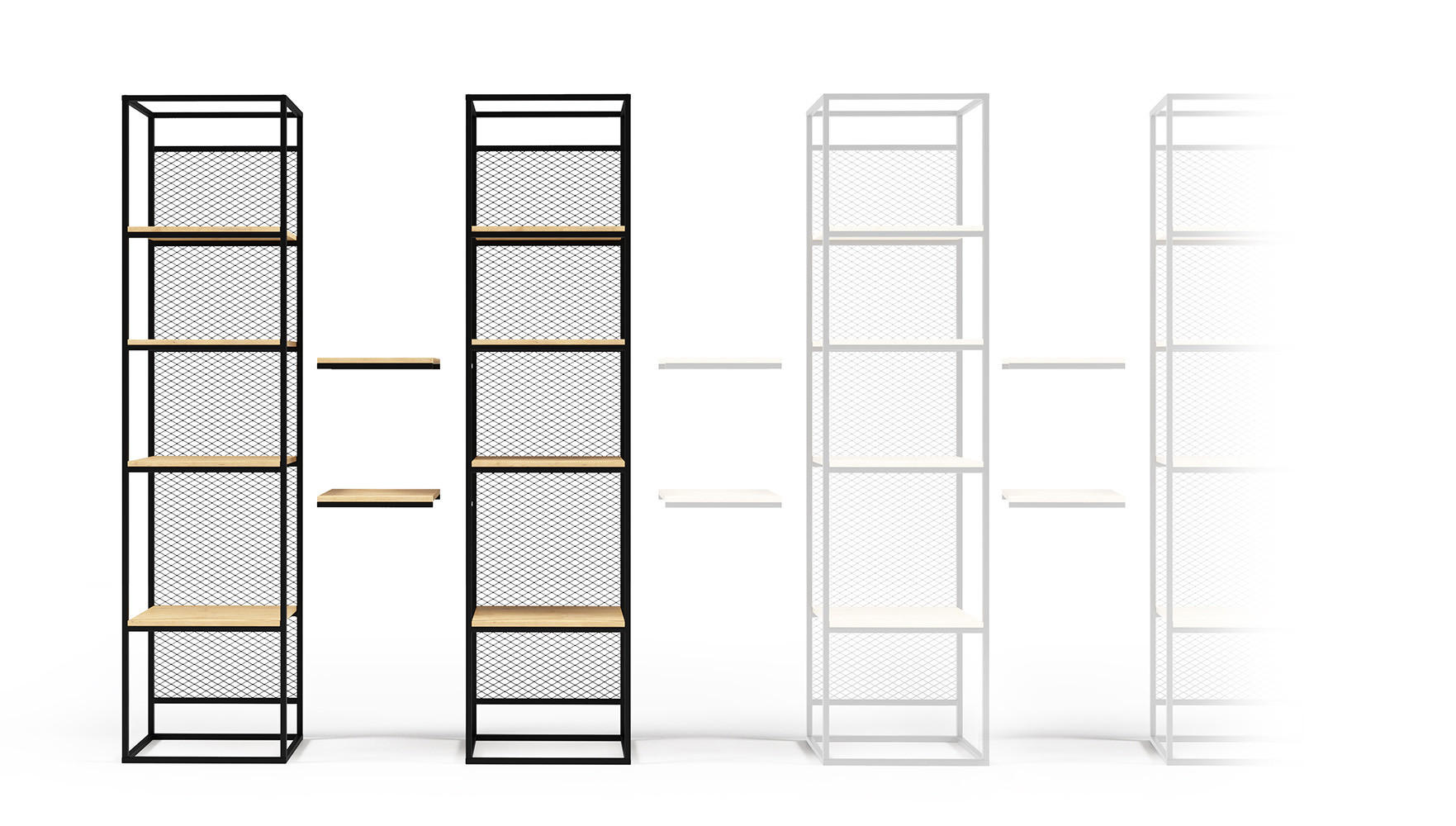 BÜCHERREGAL Vida Eiche Lancelot 140 / 35 / 210cm - Eiche Bianco/Schwarz, Holz/Holzwerkstoff (140/210/35cm) - Feldmann-Wohnen