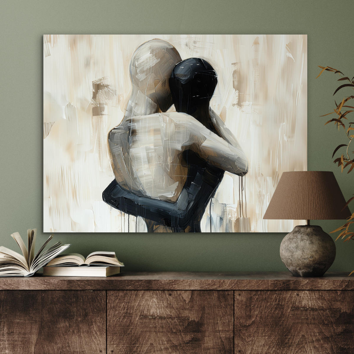 KOVOVÝ OBRAZ Abstraktné - Láska - Čiernobiele - Moderné 80x60 cm - čierna, kov (80/60cm) - MuchoWow