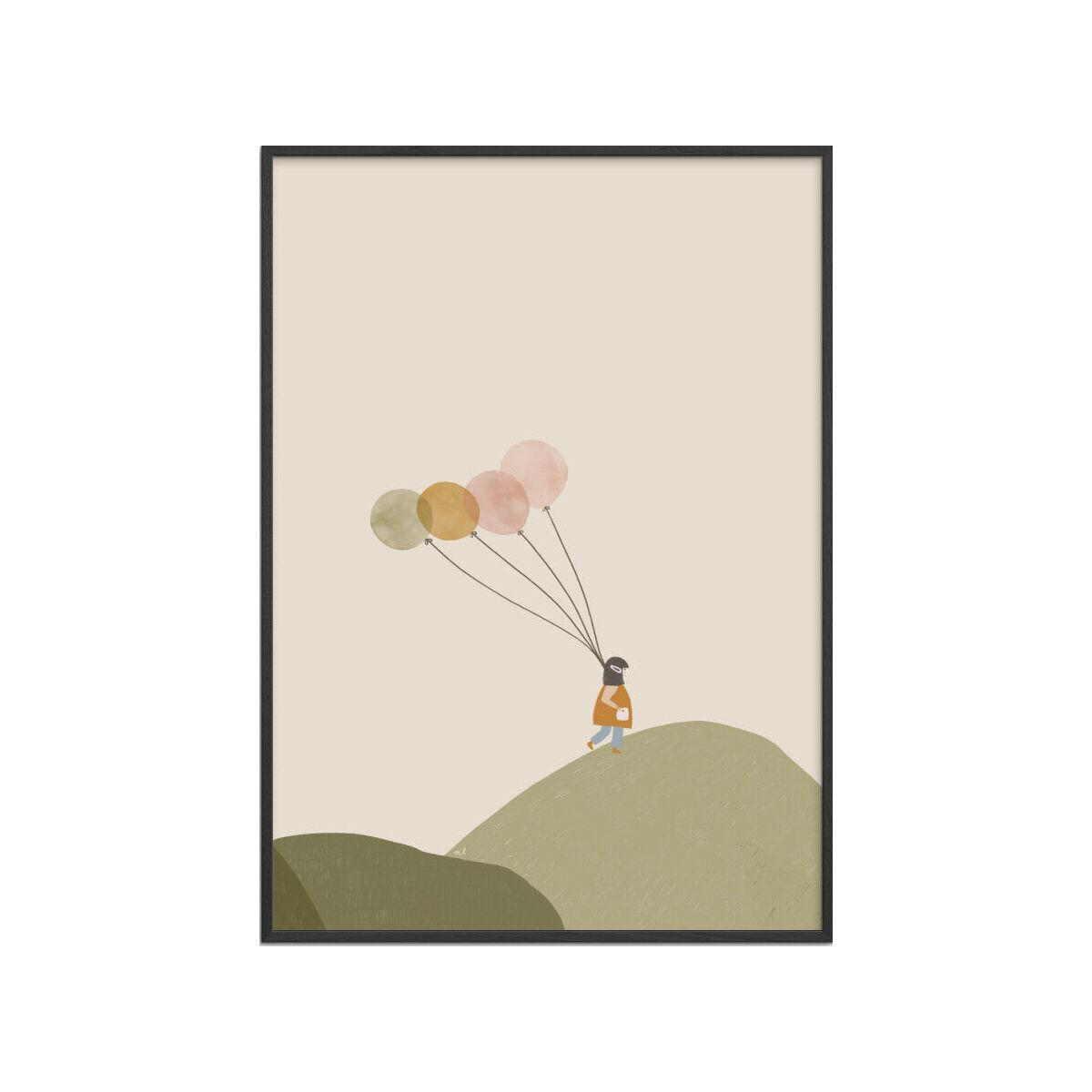 POSTER mit Rahmen Menina Lisboa - Girl and Her Balloons - Multicolor/Schwarz, Holz/Papier (30/40cm) - Poster&Frame