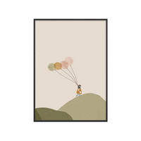 POSTER mit Rahmen Menina Lisboa - Girl and Her Balloons - Multicolor/Schwarz, Holz/Papier (50/70cm) - Poster&Frame