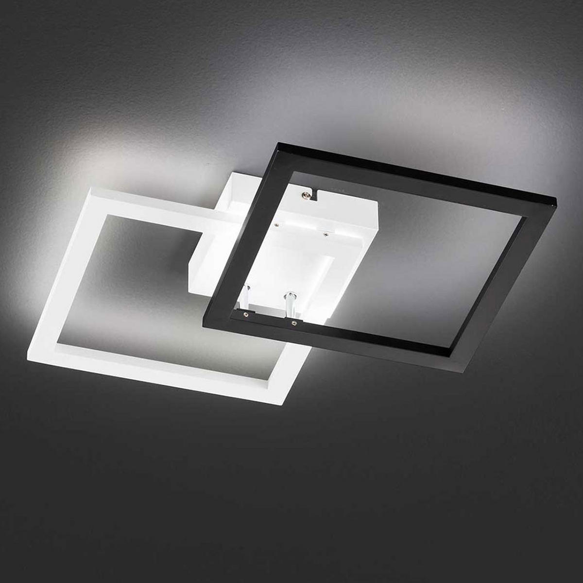 LED DECKENLEUCHTE Schwarz Weiß Quadrat - Weiß, Kunststoff/Metall (48/31/7cm) - Wofi