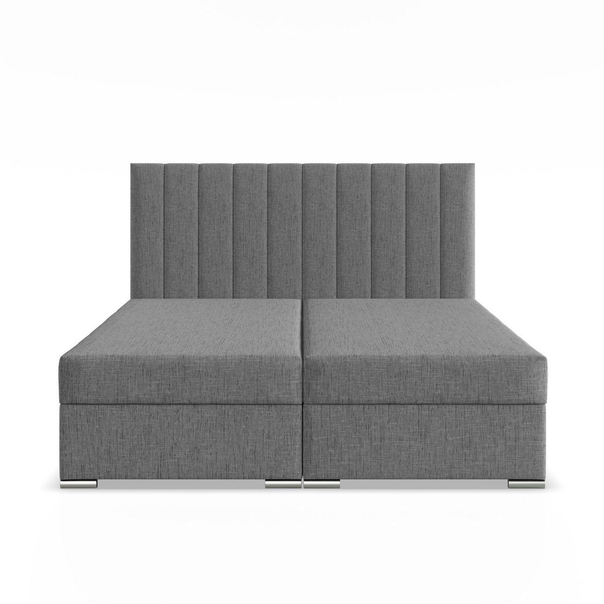 BOXBETT MIT KOPFTEIL 160x200 AGEN, Grau - Dunkelgrau, Textil (160/200cm) - Mebligo