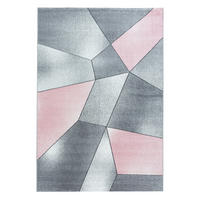 TEPPICH Kurzflor Geometrisch Polypropylen Wohnzimmer Pink Läufer 80x150 - Rosa, Textil (80/150cm) - KADIMA DESIGN
