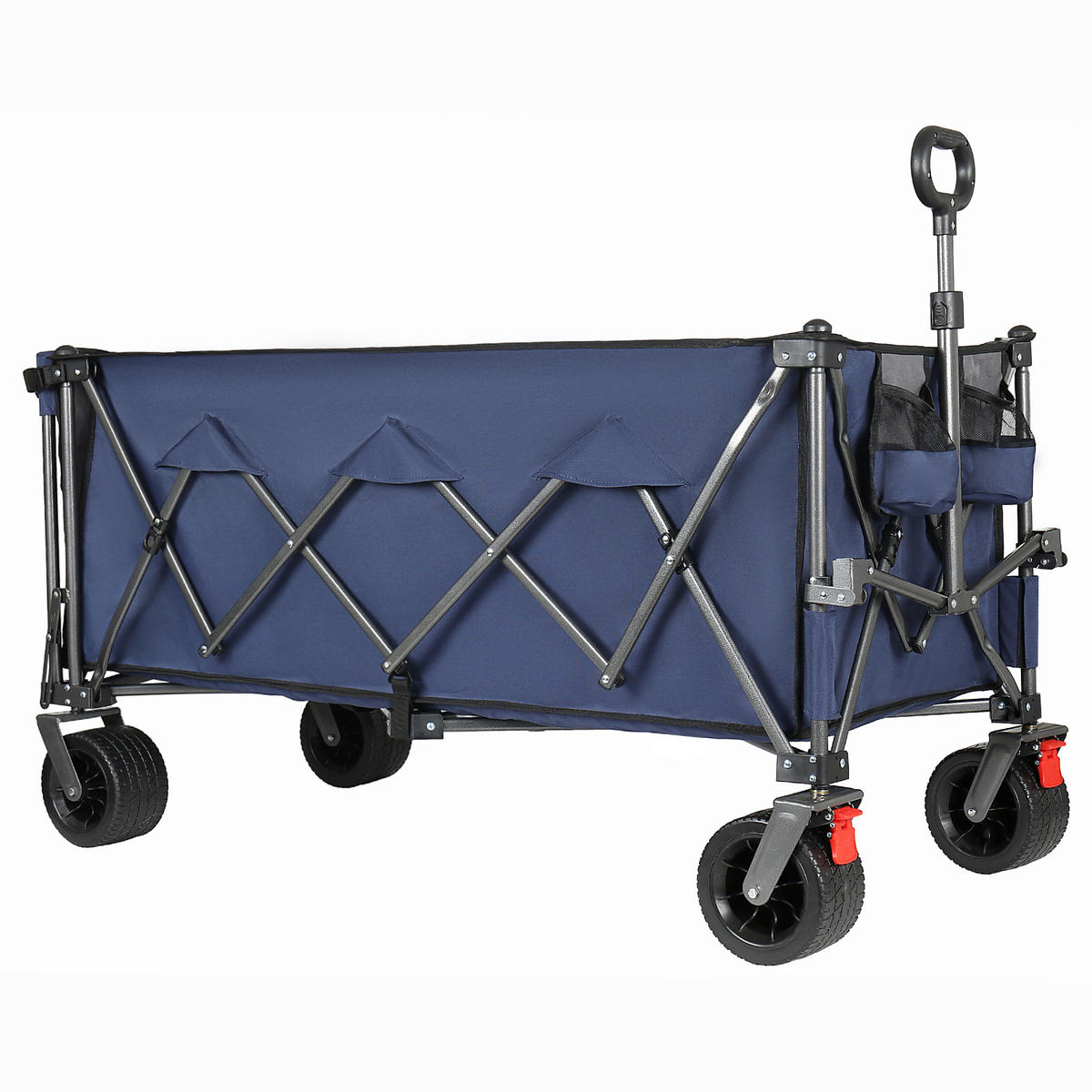 HANDWAGEN, faltbar-verbreitert, 300+120L, Geländeräder, blau - Blau, Metall (27.5/72.5/41cm) - Vallsero