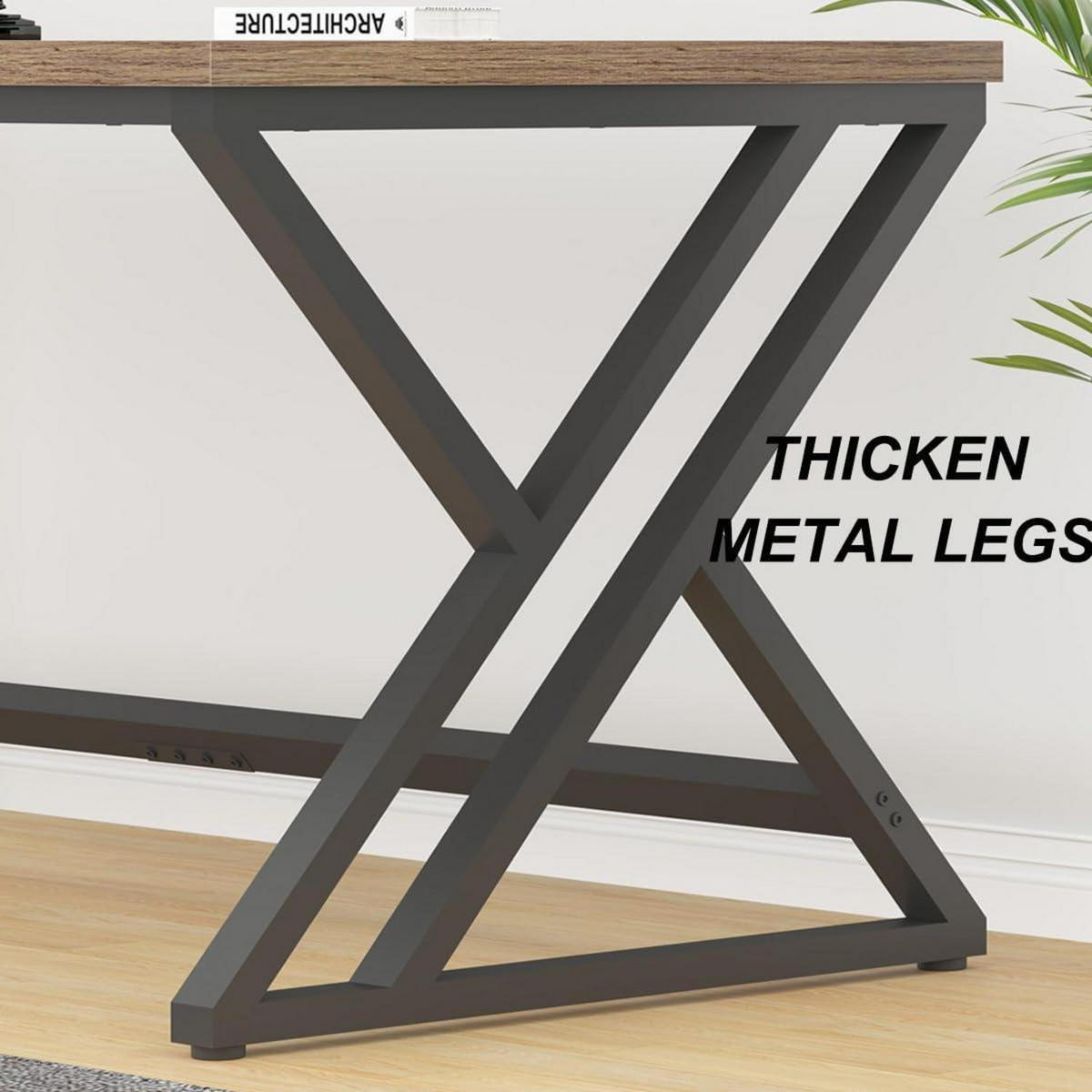 SCHREIBTISCH Holz Metall 180 x 80 x 75 cm Rustikale Eiche - Braun, Holzwerkstoff (80/177.8/75cm)