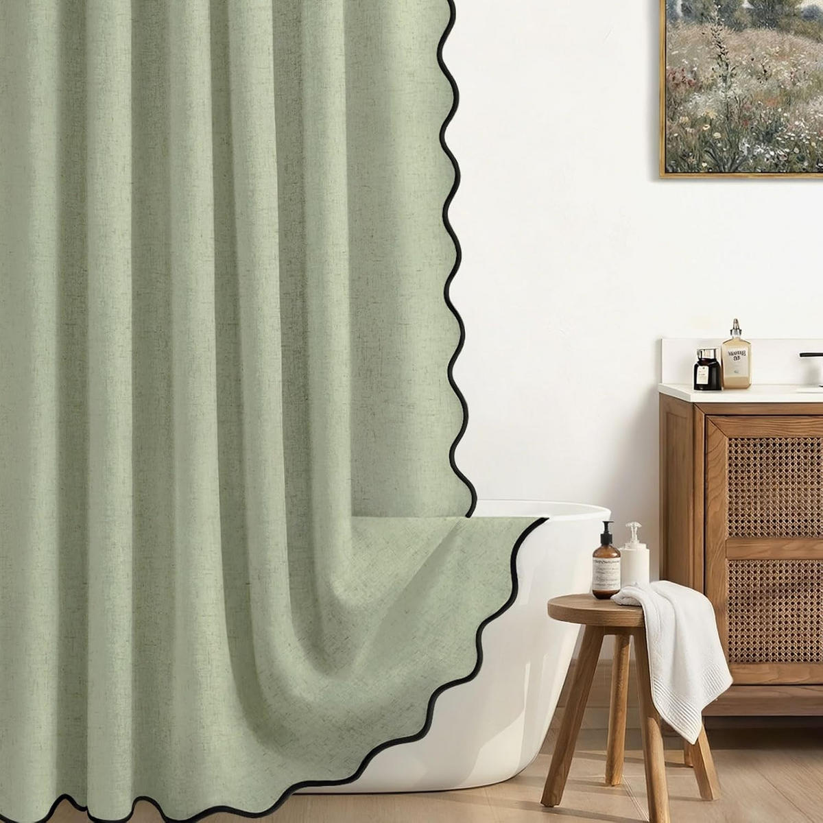 DUSCHVORHANG – 183 x 183 cm – inklusive Haken – Grün - Pastellgrün, Textil (25/35cm)