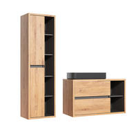 BADMÖBEL 100cm Rigel 2er-Set Holz und Anthrazit - Braun, Holzwerkstoff (100/60/45.5cm) - Petits-meubles