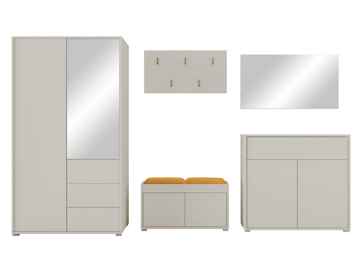 GARDEROBEN-SET Gesita V - Kaschmir/Silberfarben, Holzwerkstoff/Kunststoff (100/178/59cm) - MIRJAN24