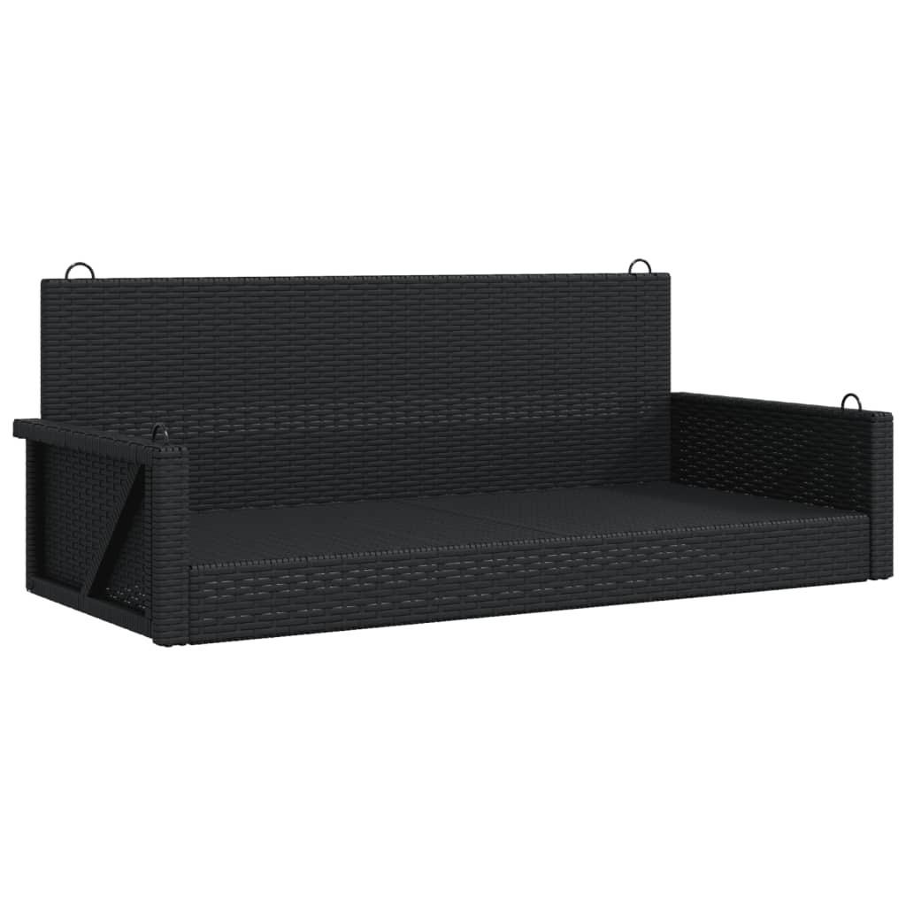 HÄNGEBANK Schwarz 119x56x48 cm Poly Rattan - Schwarz, Kunststoff (119/48/56cm) - furnicato