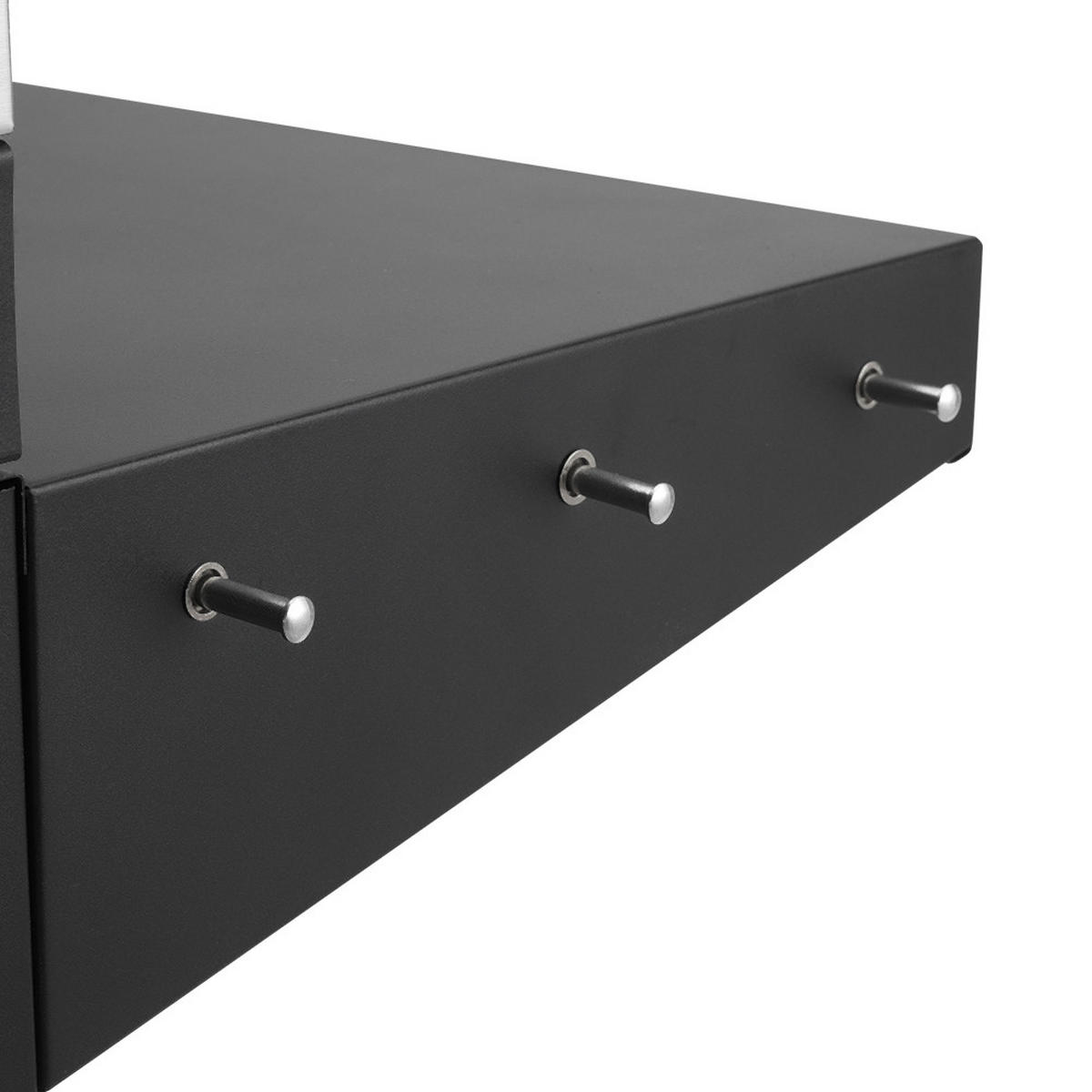 HOLZKOHLEGRILL aus Karbonstahl in Schwarz Tragbarer für den Außenbereich mit Seitenablagen 119 cm B × 50 cm T × 101 cm H - Schwarz, Metall (119/50cm) - Livingandhome