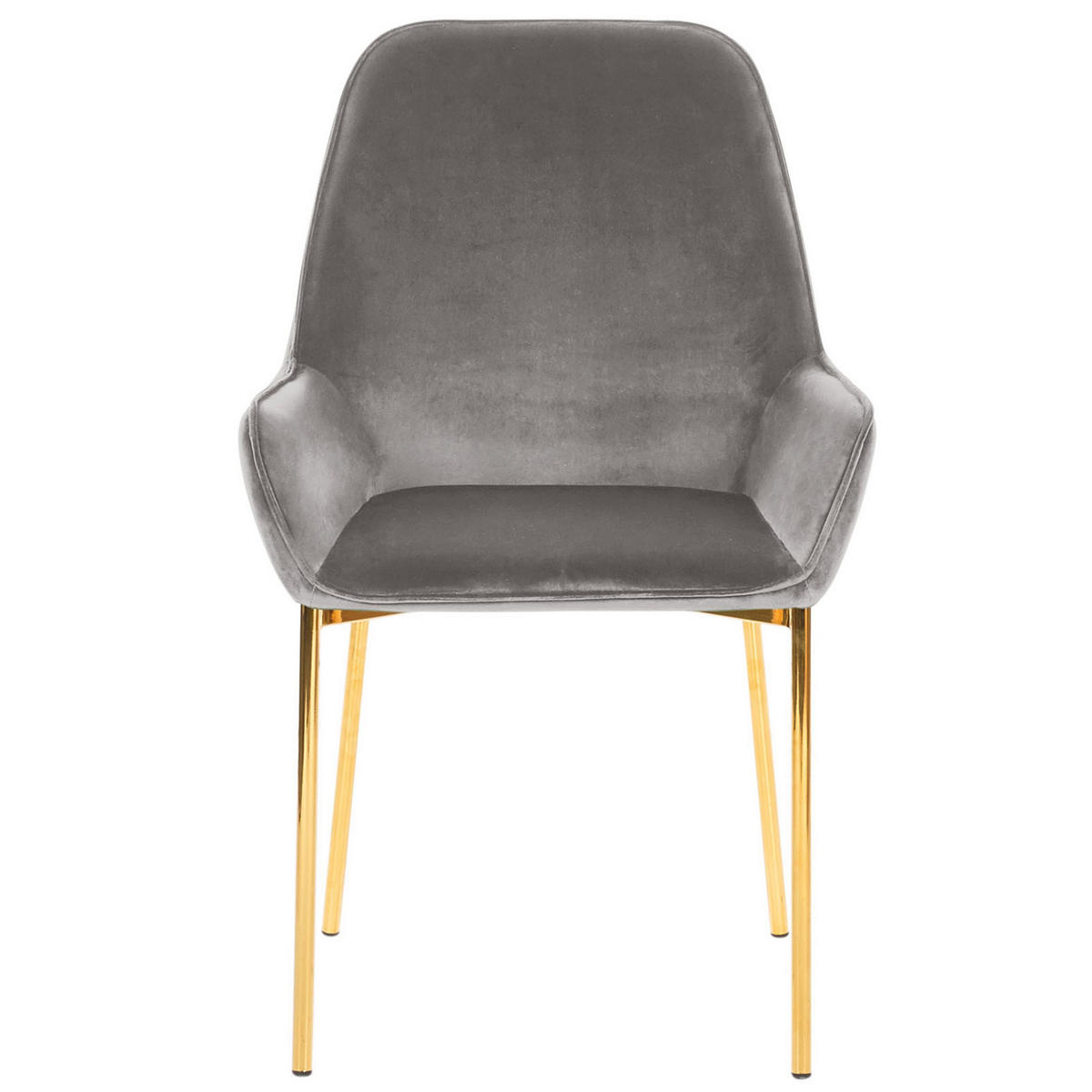ESSZIMMERSTUHL 2er-Set Samtstoff Grau Loverna - Grau, Textil/Metall (56/89/59cm) - Beliani