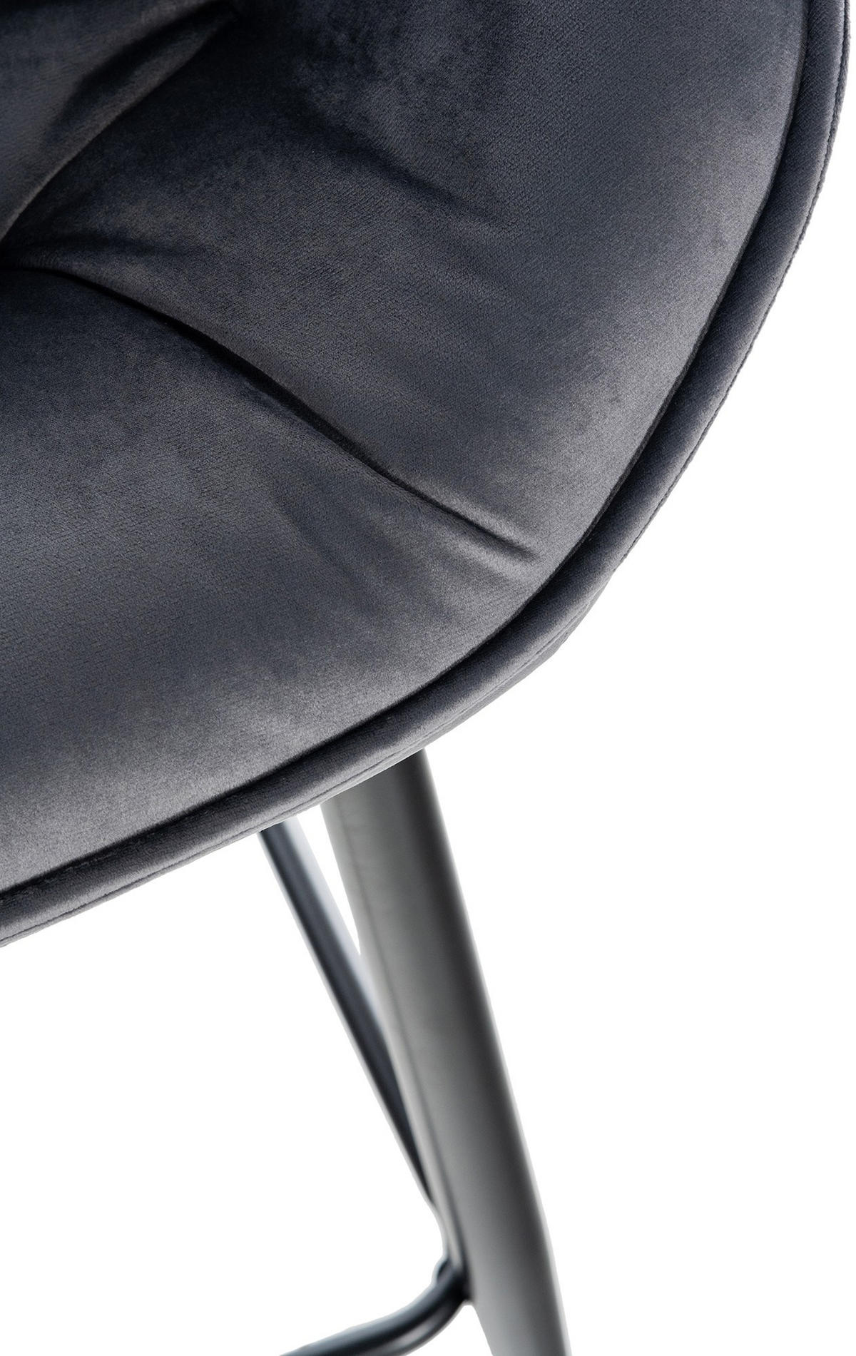 BARHOCKER 2er Set Samt dunkelgrau - Dunkelgrau/Schwarz, Textil/Metall (54/103/57.5cm) - CLP