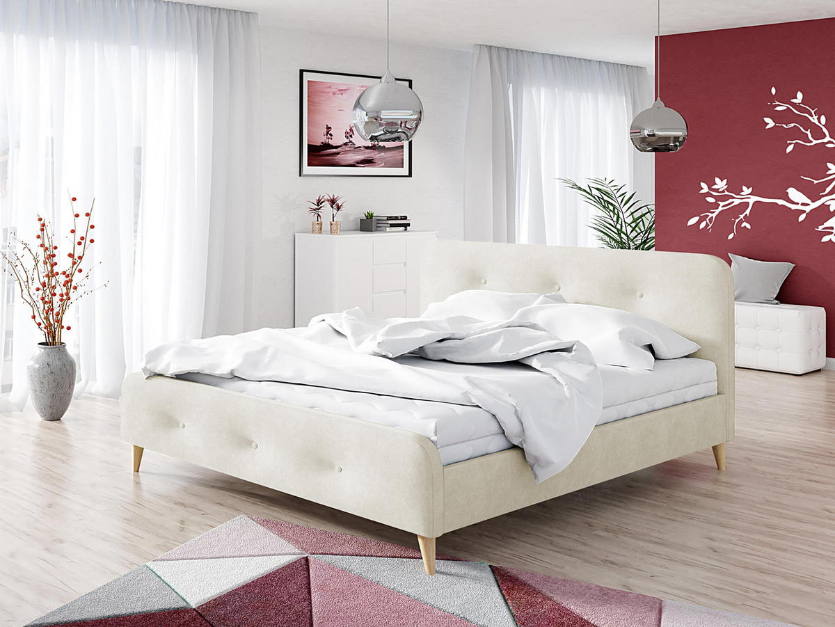 POLSTERBETT Loham New - Beige/Naturfarben, Holz/Holzwerkstoff (160/200cm) - MIRJAN24