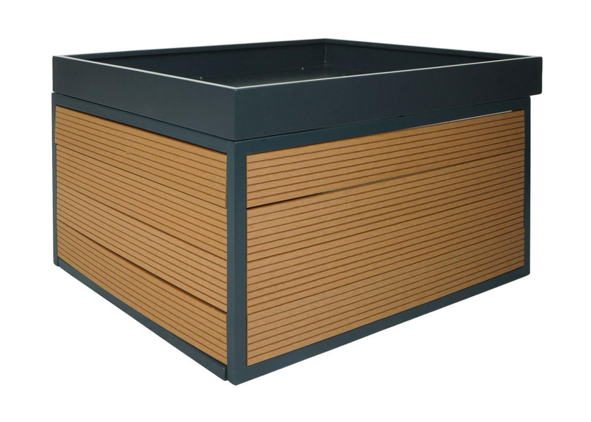 MÄHROBOTER-GARAGE mit Pflanzkasten 40x60x73cm WPC Metall Eiche-Optik - Eichefarben, Metall (60/40/73cm) - PROREGAL