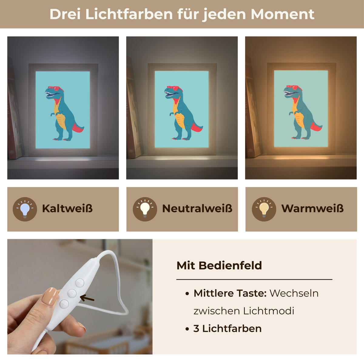 NACHTTISCHLAMPE Dinosaurier - Blau - Sonnenbrille 15x20 cm - Hellblau, Holzwerkstoff (8/15/20cm)