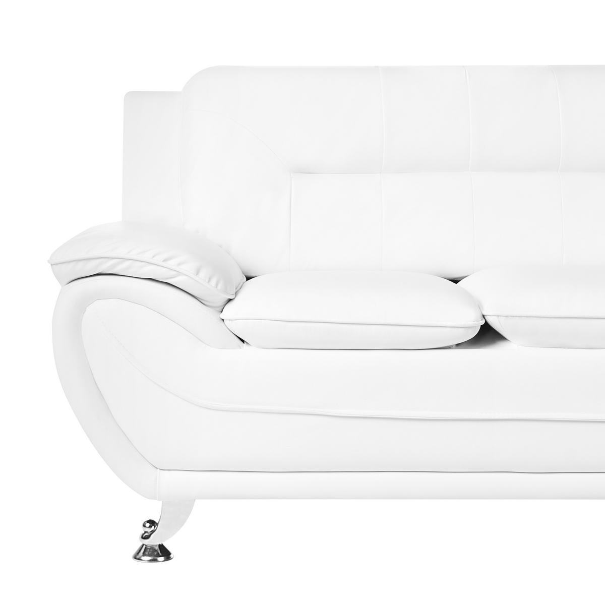 2-SITZER-SOFA Kunstleder Weiß Leira - Silberfarben/Weiß, Kunststoff (147/86/78cm) - Beliani