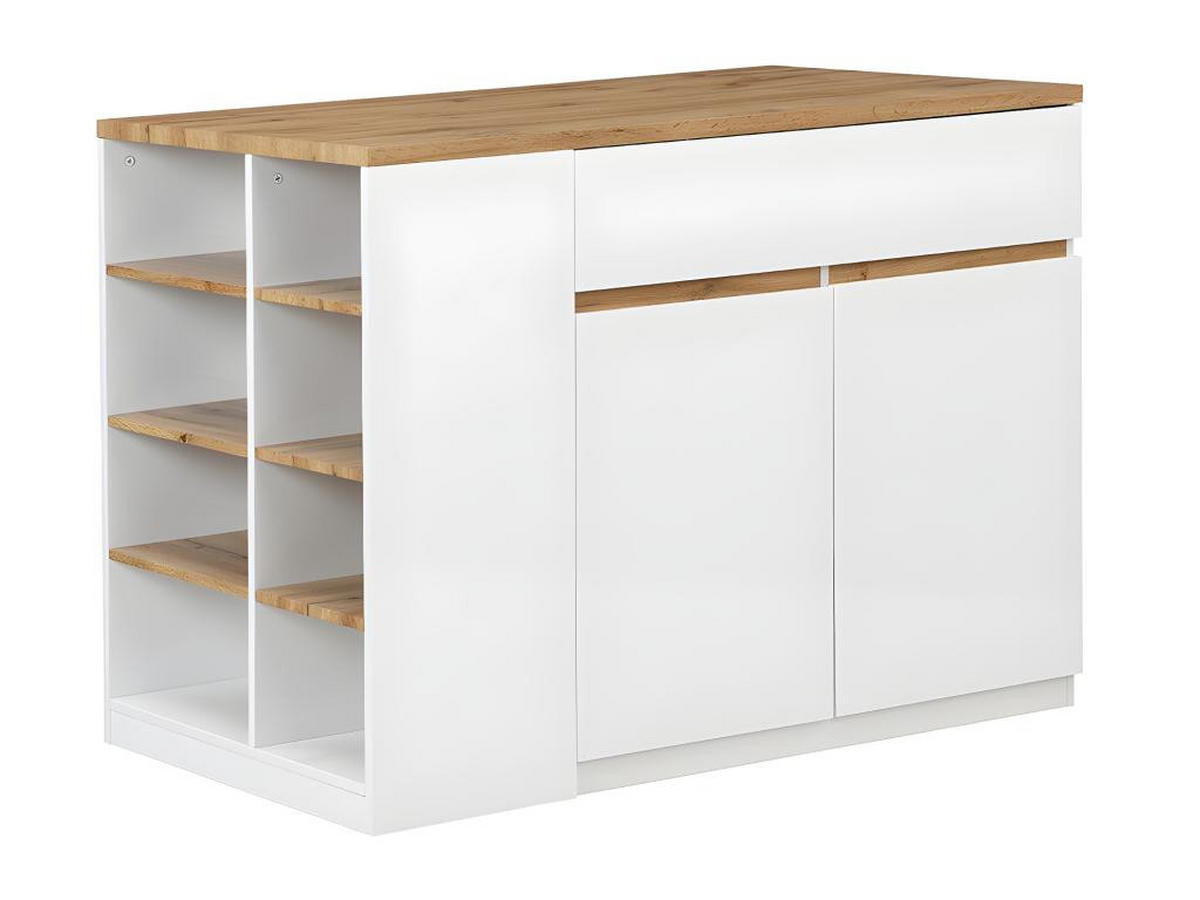 KÜCHENINSEL mit Stauraum - Weiß & Naturfarben - MEILI - Naturfarben, Holz (65/90/130cm) - Vente-Unique