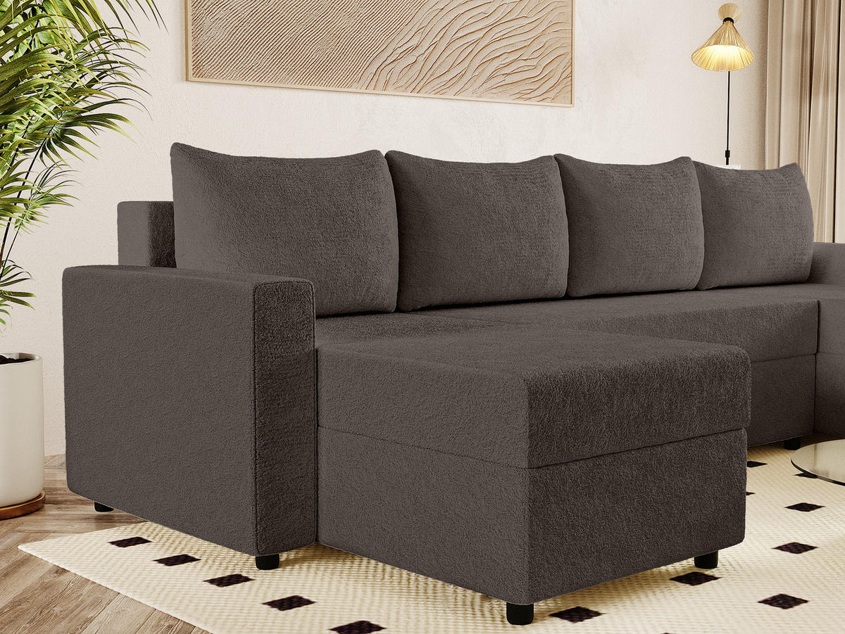 WOHNLANDSCHAFT Goka Lux U mit Schlaffunktion, Braun - Braun, Textil (298/72/146cm) - Fedve