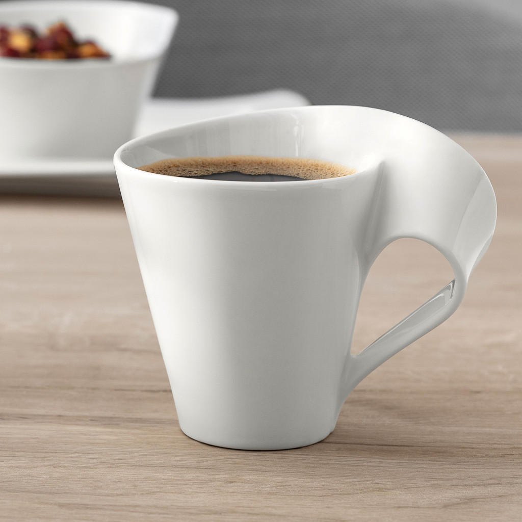 KAFFEEBECHER MIT UNTERTELLER NewWave Caffè weiß 300 ml - Weiß, Keramik (14/14.4/20cm) - Villeroy & Boch