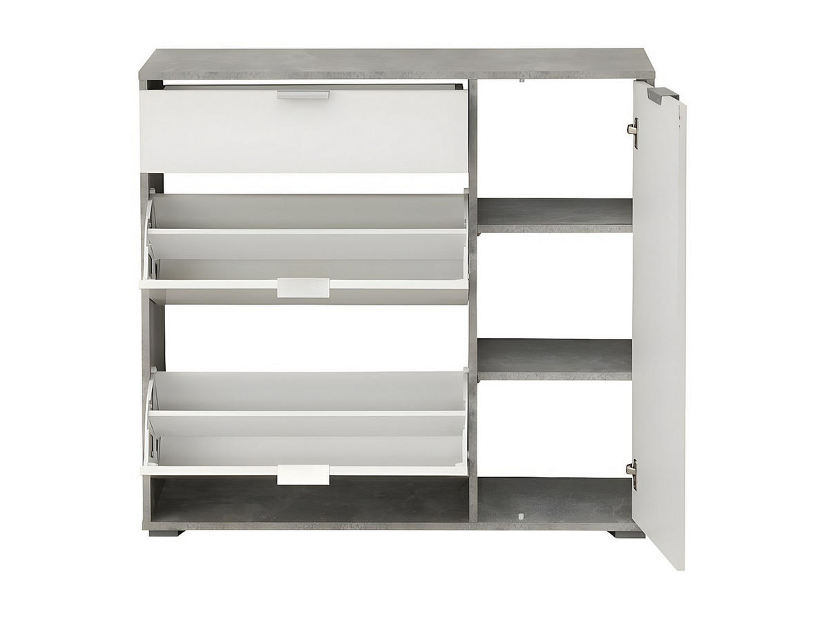 SCHUHSCHRANK - 102 cm x 33 cm - holz - grau, weiß Arietta - Weiß, Holz (102/95/33cm) - Vente-Unique