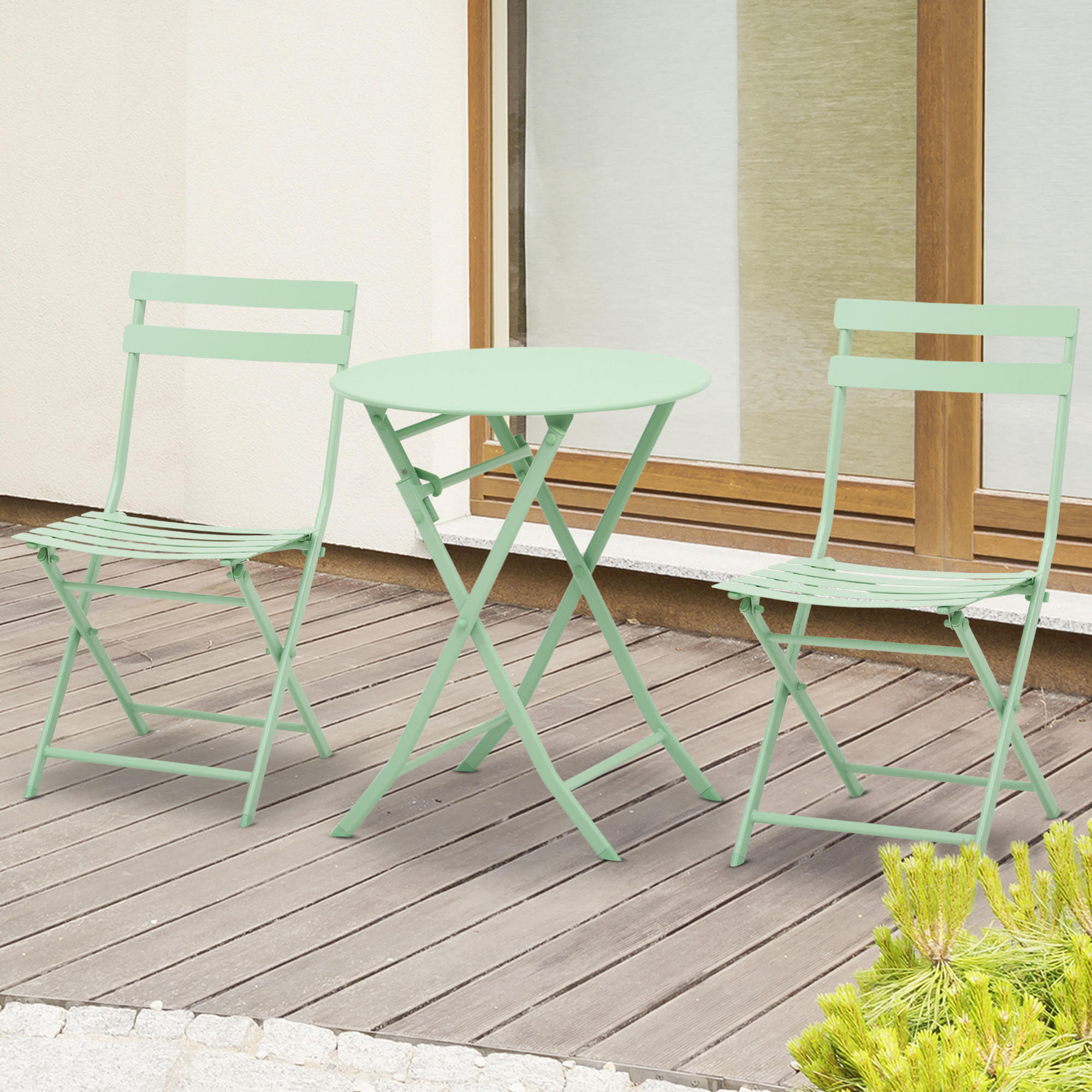GARTENMÖBEL Set, Metall, Grün - Grün, Metall - Outsunny