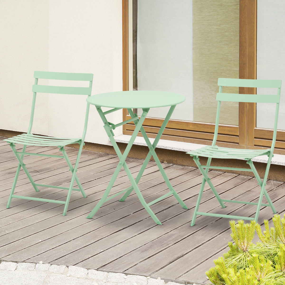 GARTENMÖBEL Set, Metall, Grün - Grün, Metall - Outsunny