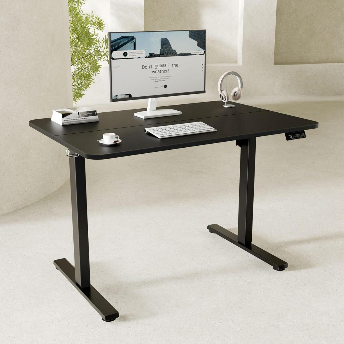SCHREIBTISCHGESTELL elektrisch höhenverstellbar mit Memory-Funktion Schwarz - Schwarz, Metall (170/60/129cm)