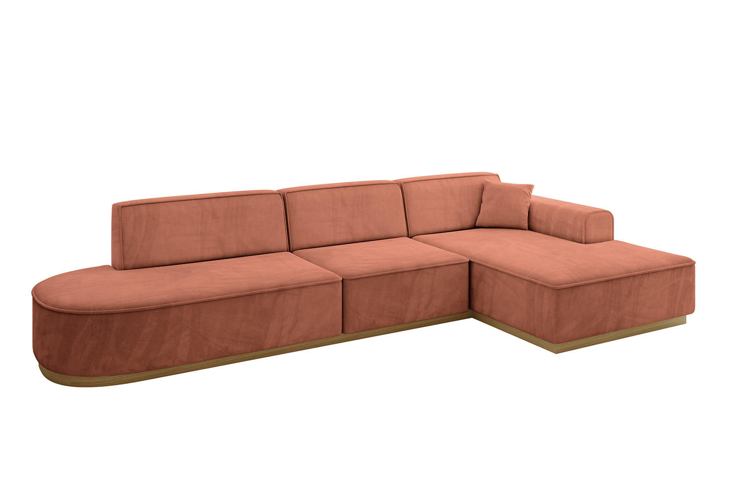 ECKSOFA Ottomane Rechts IREA-L2-v2 - 327x165x80 cm Apricot - Koralle, Holzwerkstoff/Textil (327/165cm) - ALTDECOR
