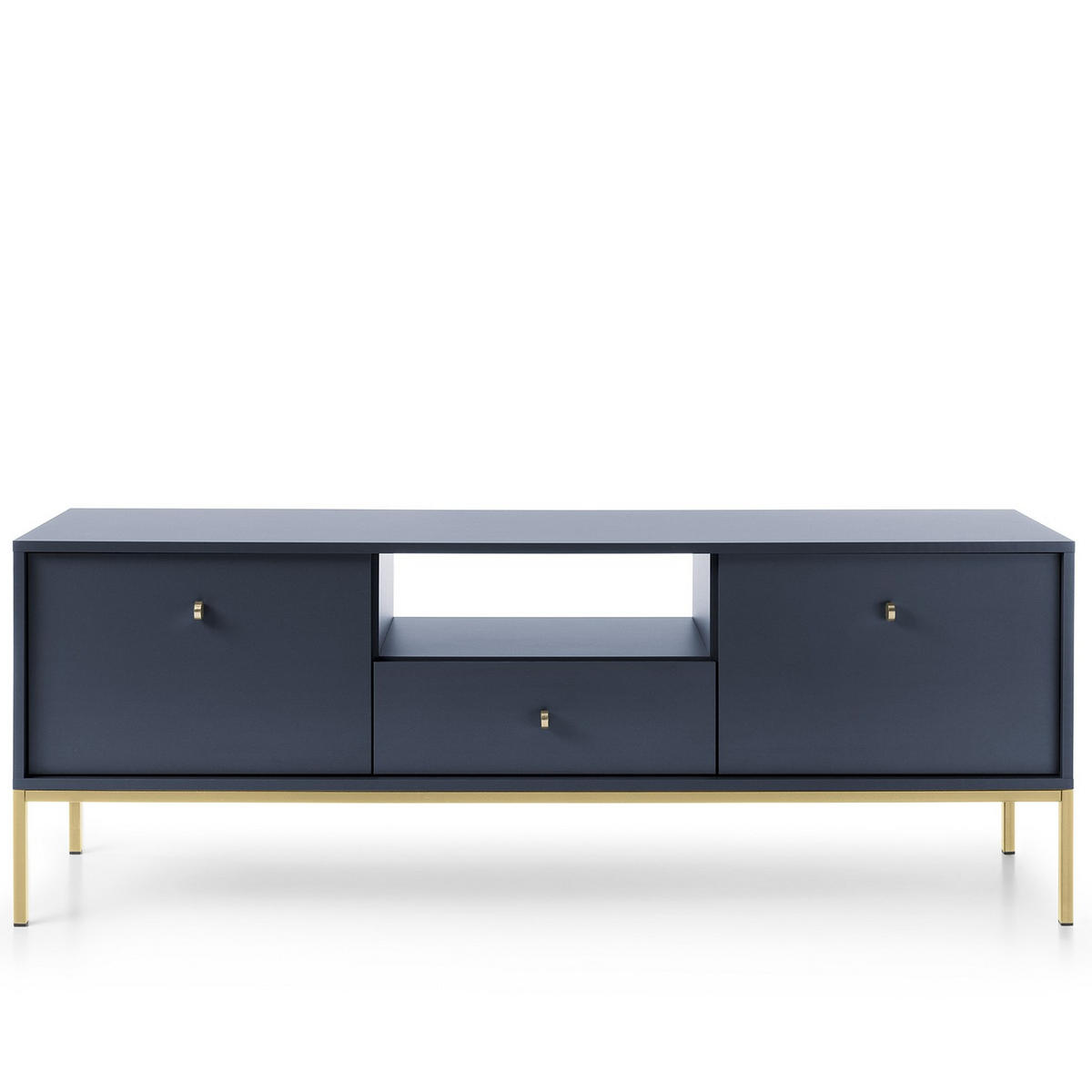 LOWBOARD MONDO 153,4x39x56,2 cm mit 1 Schubladen und 2 Türen Blau - Blau/Goldfarben, Holzwerkstoff (153.4/56.2/39cm) - MASSENO