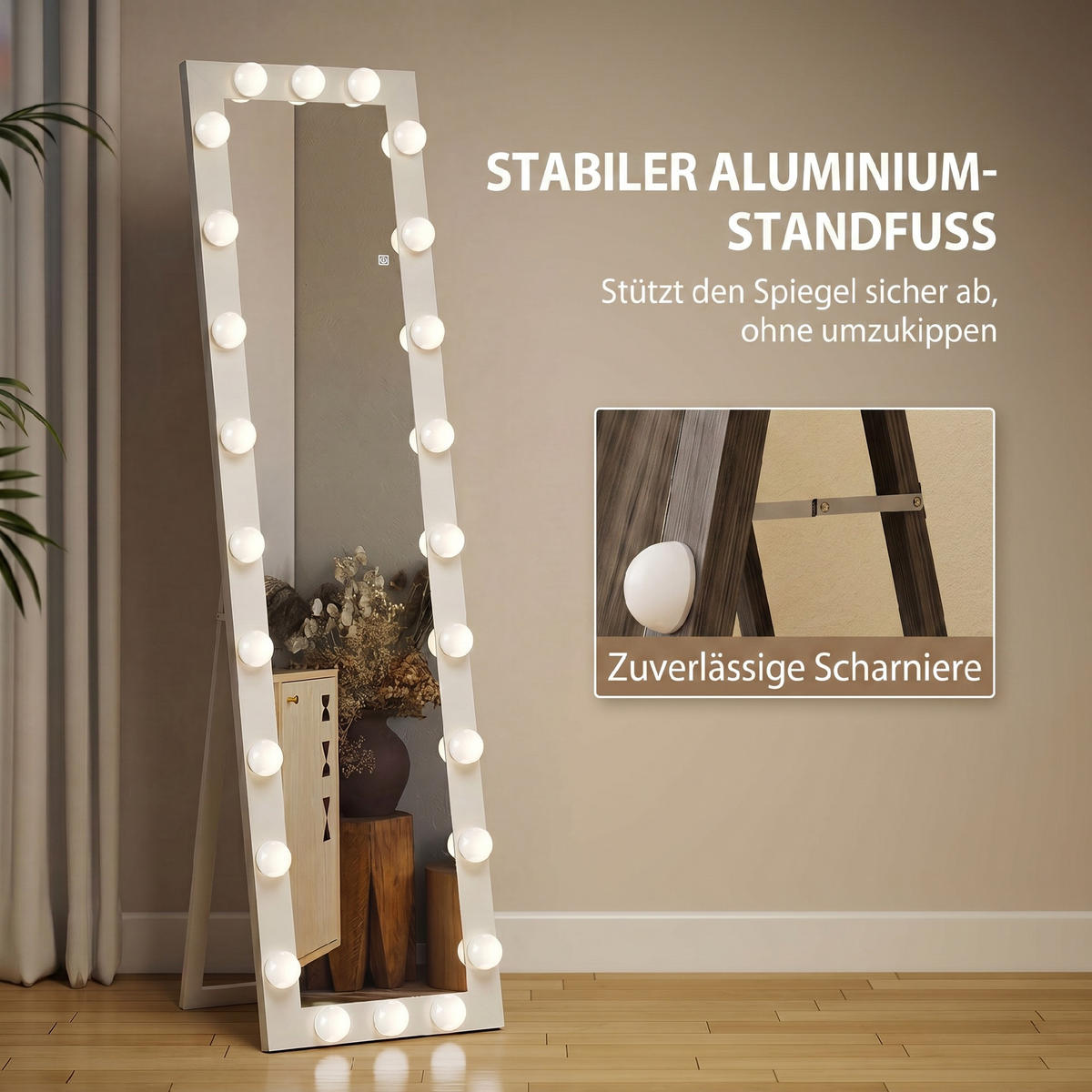 STANDSPIEGEL 2er-Set Weiß 40.0/4.0/150.0 cm - Weiß, Glas (4/150/40cm)