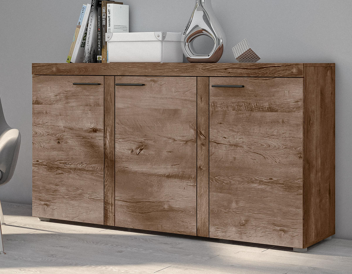 SIDEBOARD Spacoro 3D Eiche Lefkas 148,8/82/40,3 cm – Wohnzimmer Kommode Modern - Braun, Holzwerkstoff/Kunststoff (149/82/40cm) - AX Living