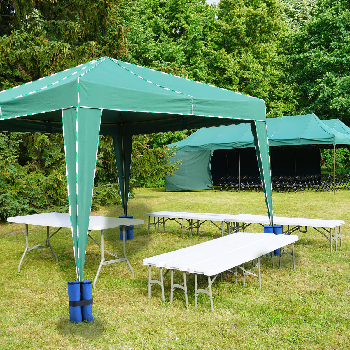 4XPAVILONOVÉ pytle s pískem - modrá, kov/textil (42/40/1.5cm) - Relaxdays