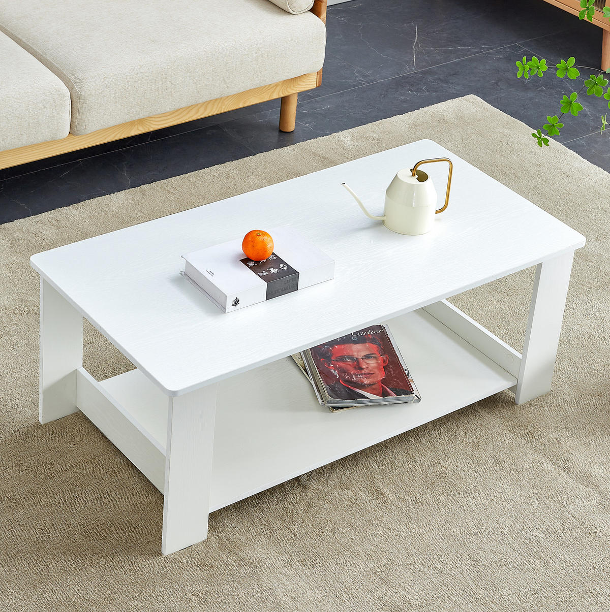 KLUBSKA miza iz MDF, 110/55/42 cm bela z videzom lesa - bela, leseni material (110/55/42cm) - BEAOK