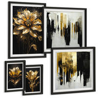 BILDER SET 5er Set - 50x50 cm & 20x30 cm & 40x60 cm Schwarzer Rahmen - Blumenbrücke – Lebensinspiration - Schwarz, Kunststoff (40/60cm) - TULUP