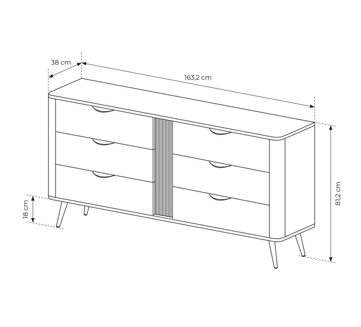 KOMMODE VERIS Braun 163x38x81 cm - Braun, Holzwerkstoff (163/81/38cm) - FURNLUX