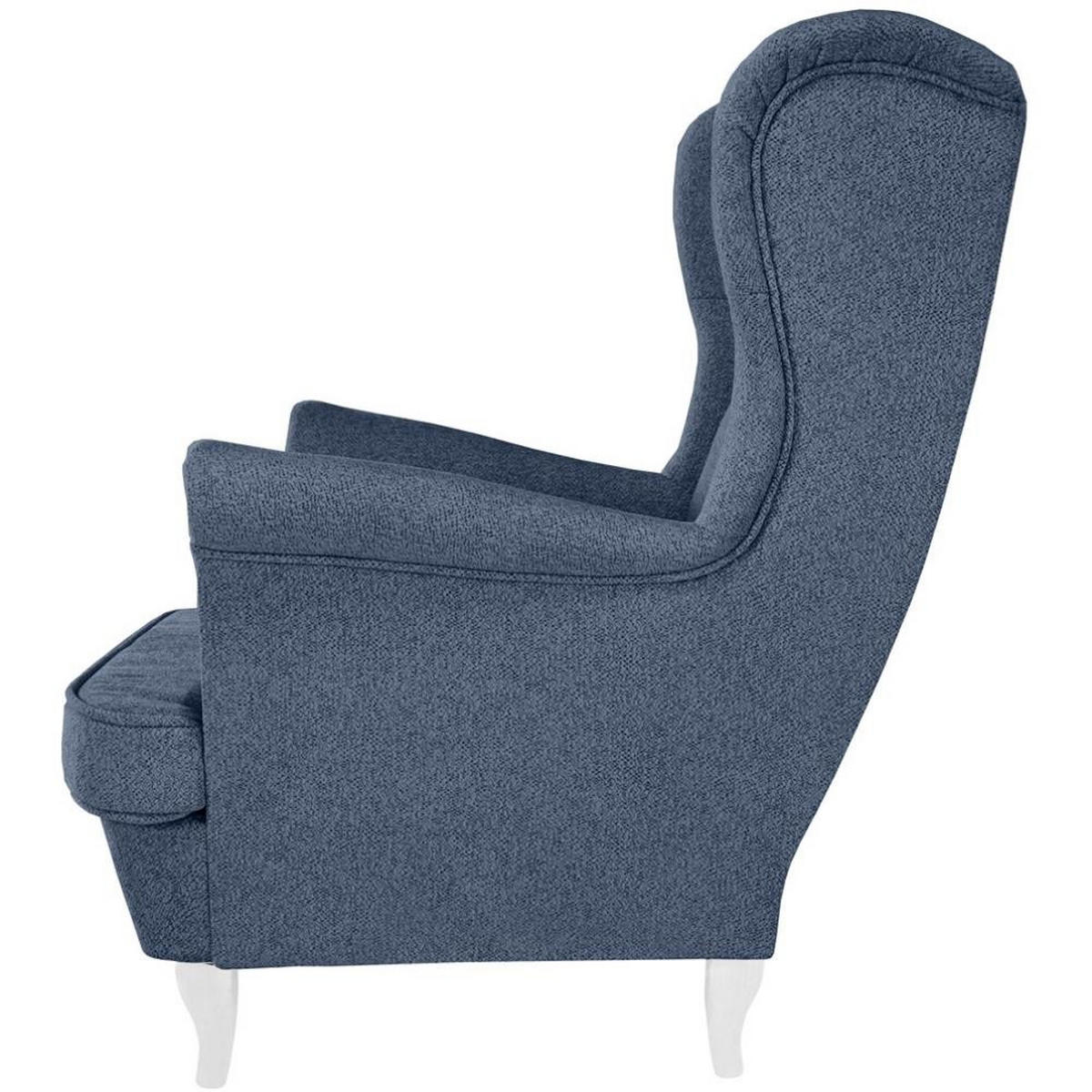 CHESTERFIELD-SESSEL Falco dunkelblau mit Weiß Holzbeinen - Weiß/Dunkelblau, Holz/Textil (82/102/92cm) - Beautysofa