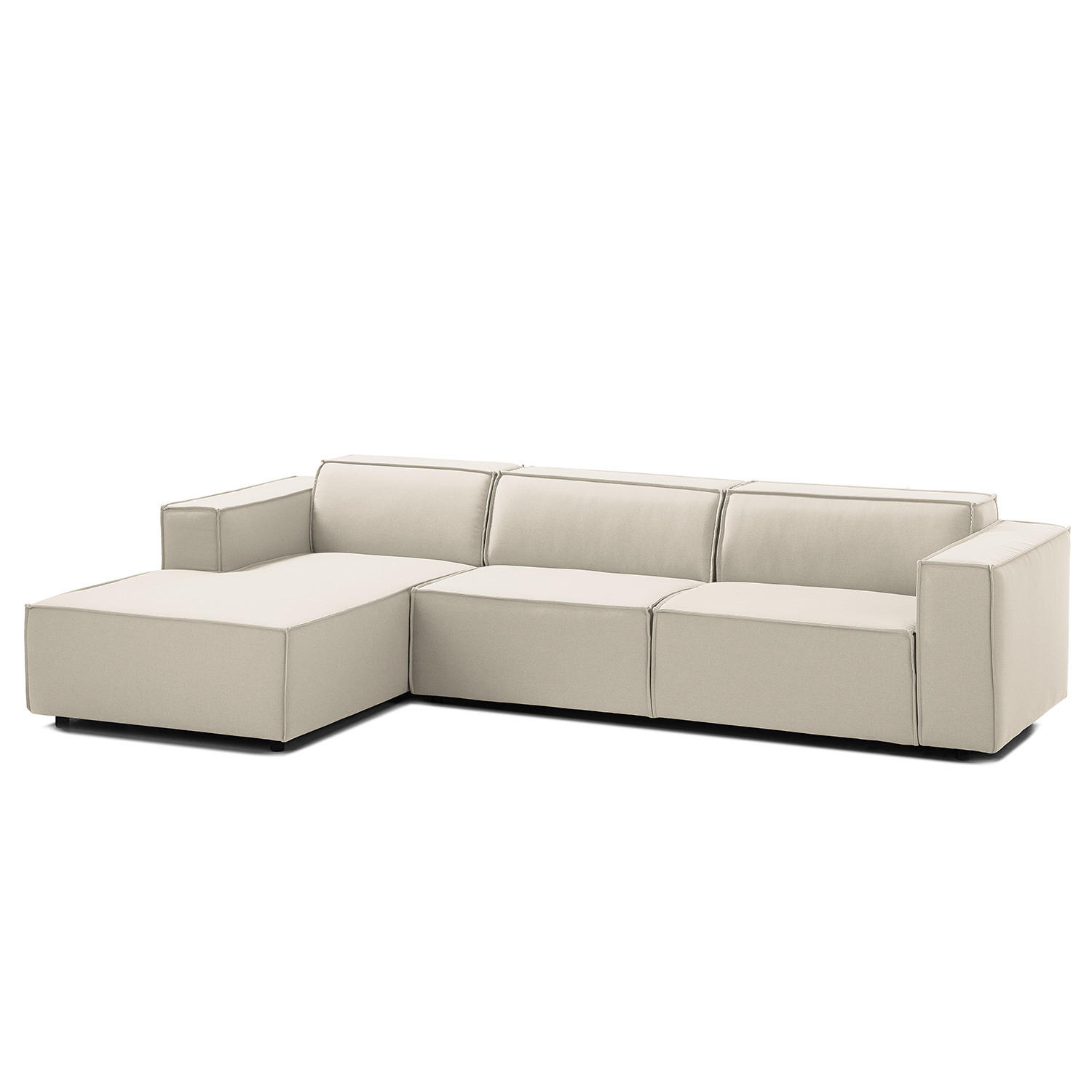 ECKSOFA mit Longchair - Schwarz/Weiß, Kunststoff/Textil (294/177cm) - home24