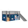 HOCHBETT mit Rutsche Karolina Massivholz Grau Textilset Spaceman - Pastellblau/Grau, Holz (90/200cm) - 58aufmkessel