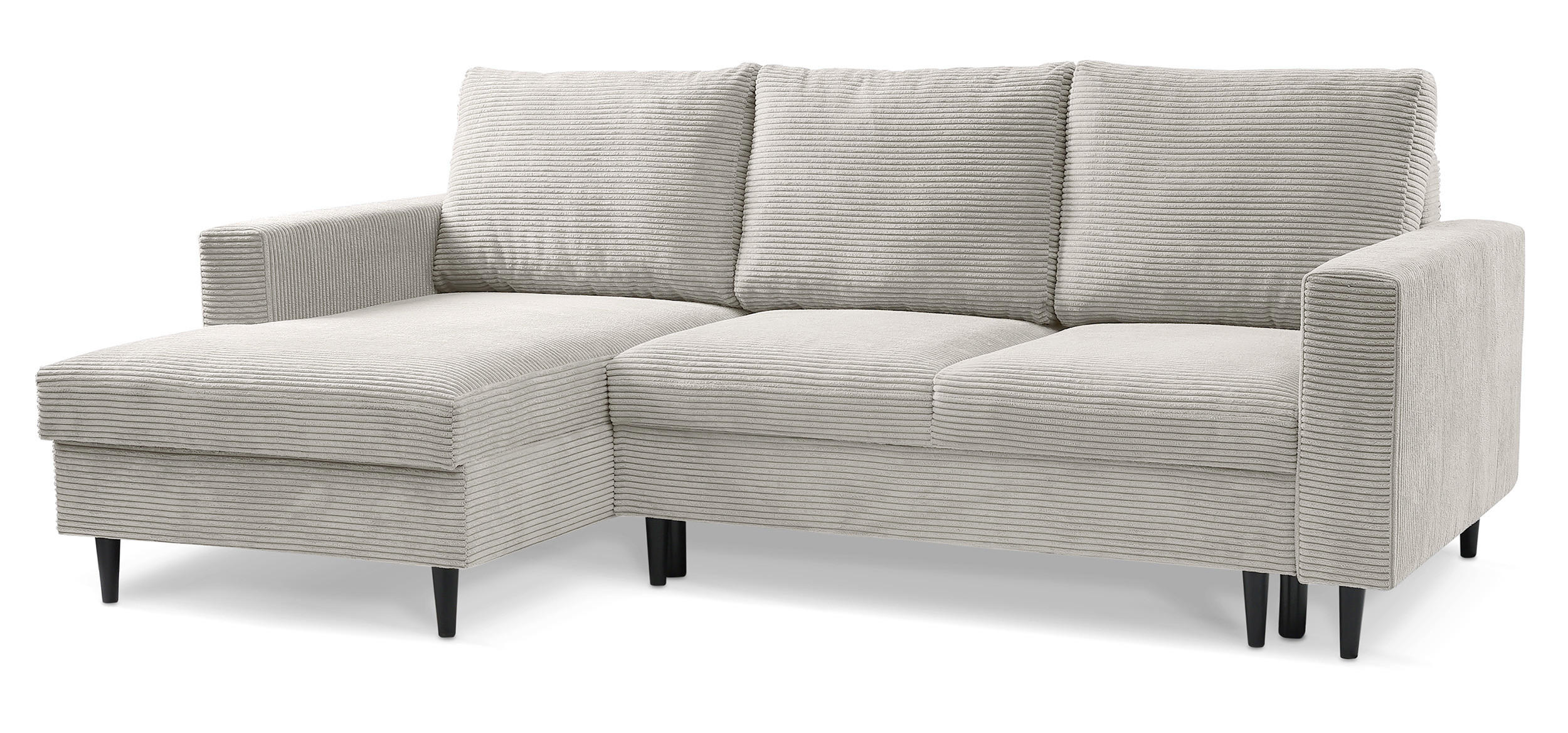 ECKSOFA Nalika Hellbeige mit Cordbezug - Beige/Creme, Holz/Textil (230/143cm) - Selsey