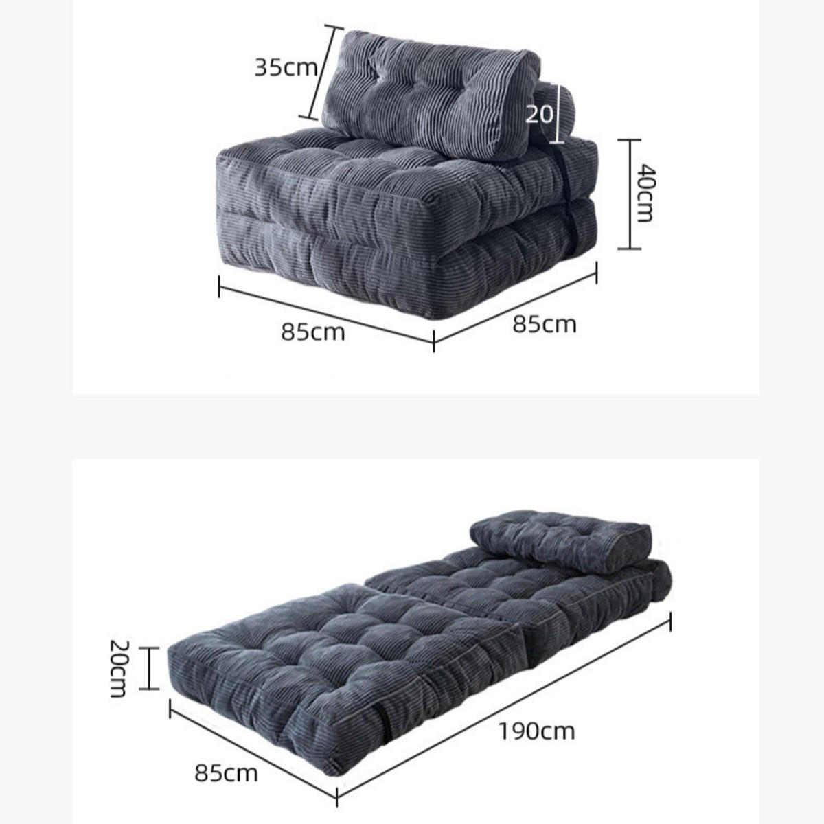 SCHLAFSESSEL Schlafsofa Sofabett Einzelsofa mit Waschbarem Kissen - Beige, Textil (85/40/85cm) - Authentics