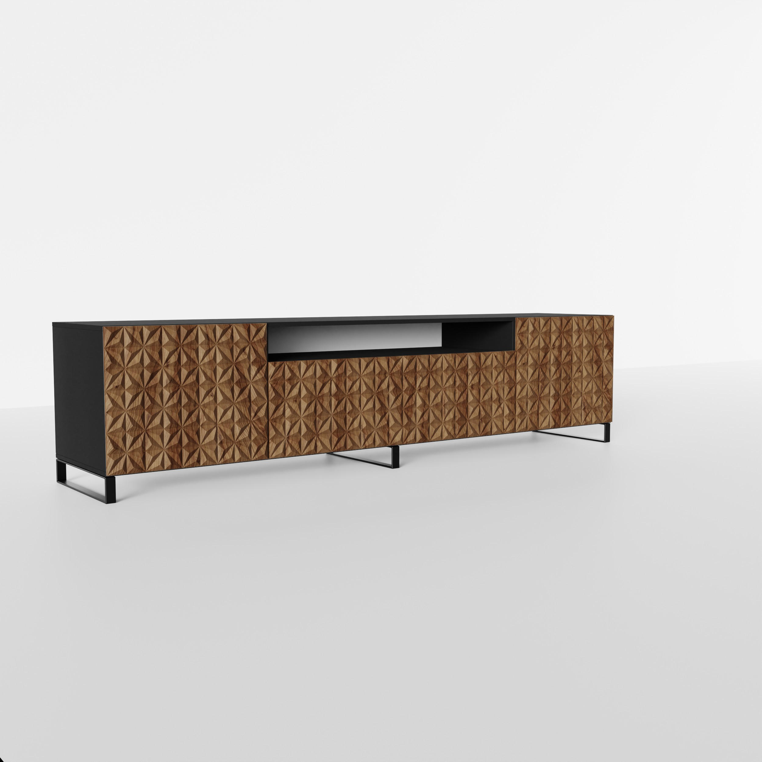 Masseno Lowboard Schwarz, Eiche 200x41x40 cm