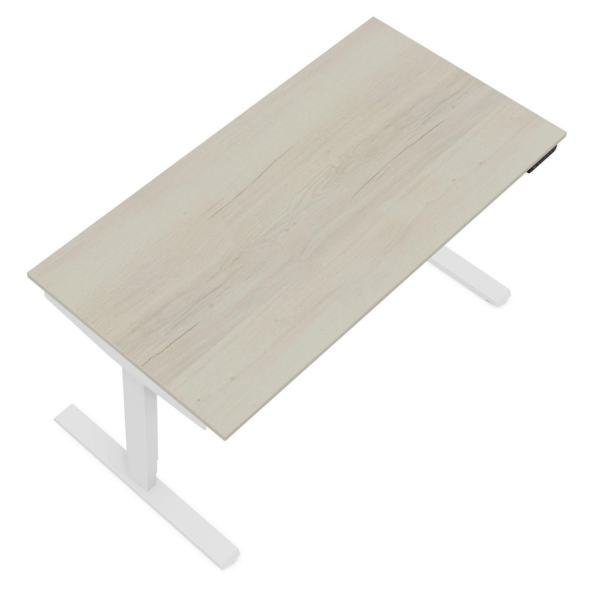 SCHREIBTISCH Elektrisch höhenverstellbarer Schreibtisch Y-Line Eiche Polar Signalweiß 140/80/62-127cm - Eiche Bianco/Weiß, Holzwerkstoff/Metall (80/140/127cm) - ASSMANN