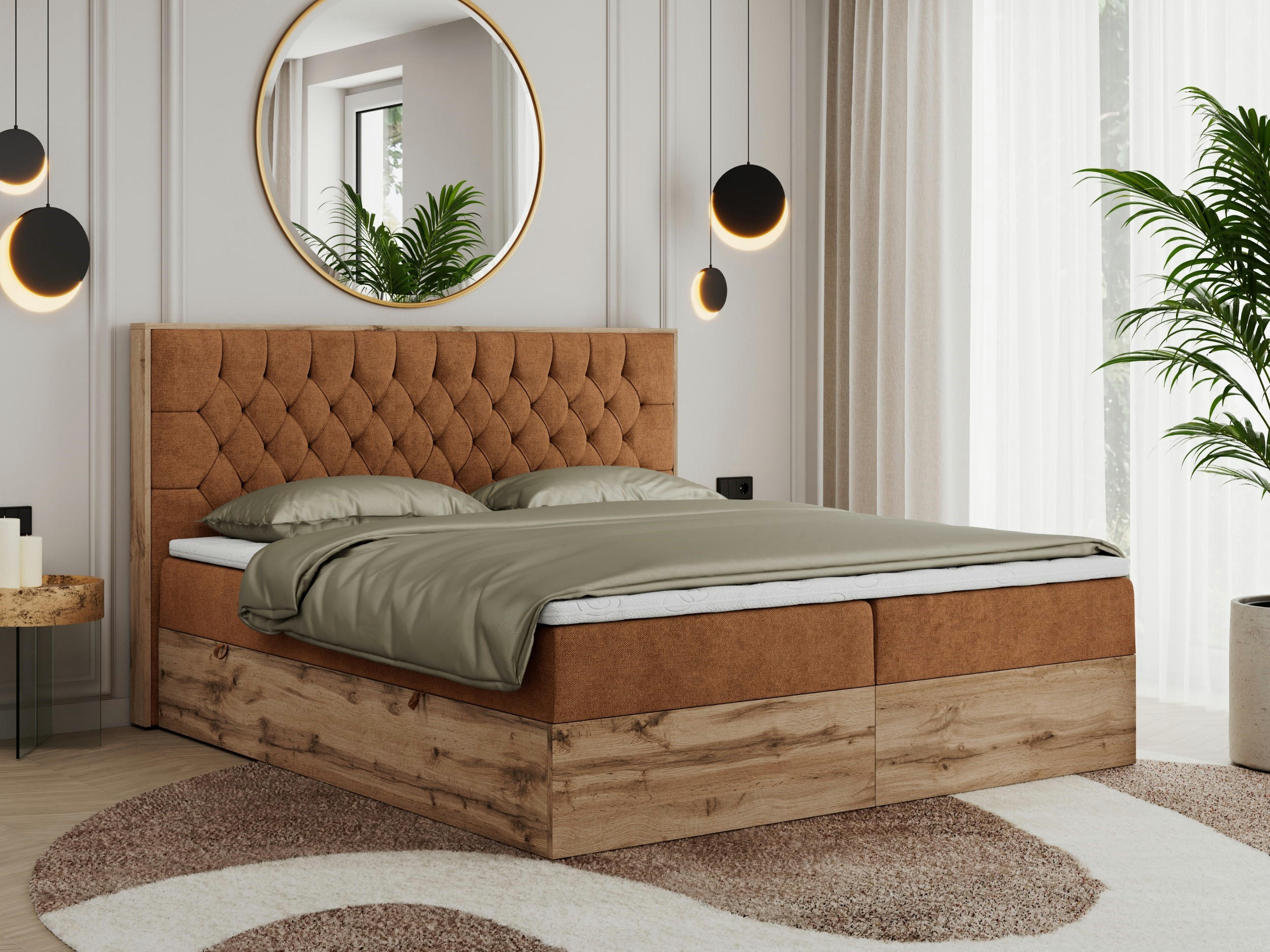 BOXBETT AMORE 140/200 Orange Struktur - H3 - Orange, Holz/Textil (140/200cm) - MKS