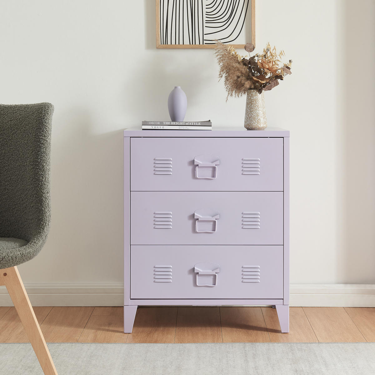 METALLSCHRANK Hämeenlinna - Lila, Metall (60/72/40cm) - [en.casa]