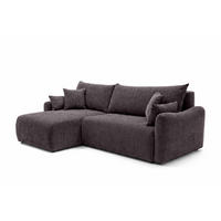 ECKSOFA Mit Schlaffunktion, Cordstoff Poso, Dunkelgrau, Links, JAPANDI - Dunkelgrau, Holz (262/145cm) - Kaiser Möbel