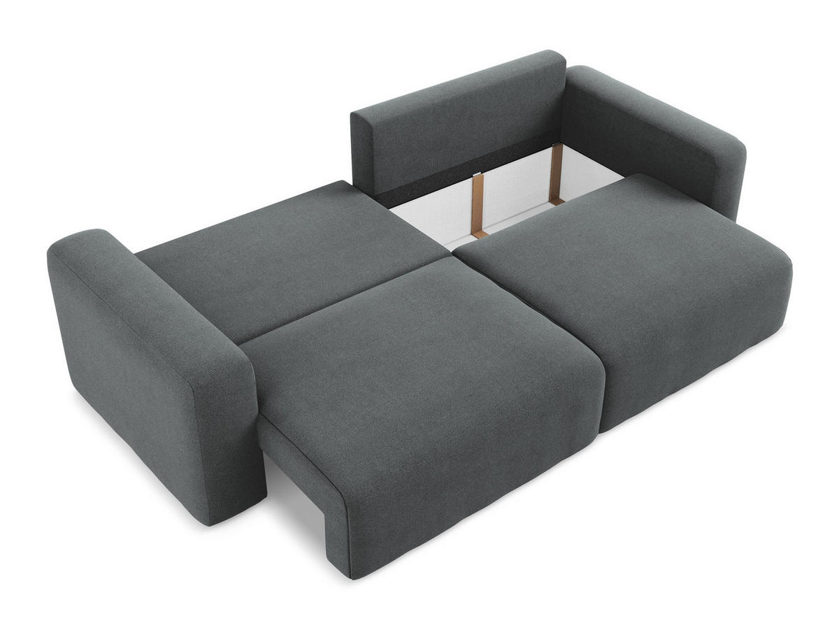 3-SITZER SOFA mit Schlaffunktion Strukturstoff Stoff Grau - Schwarz/Grau, Kunststoff/Textil (244/79/102cm) - Makamii
