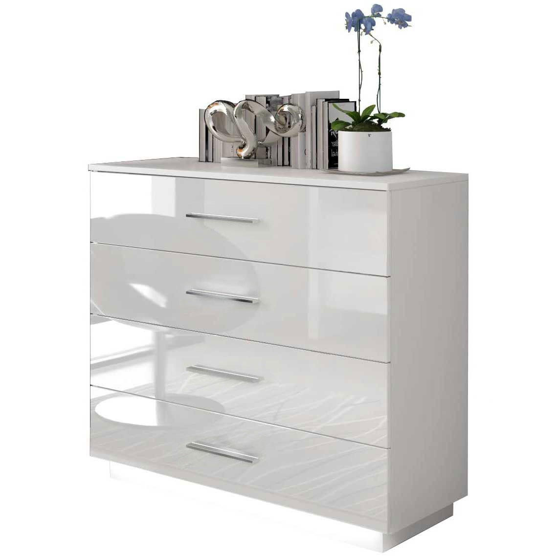 SIDEBOARD LINA mit Griffen Chrom LED - Weiß, Holzwerkstoff (95/84.5/40.6cm) - Lookway