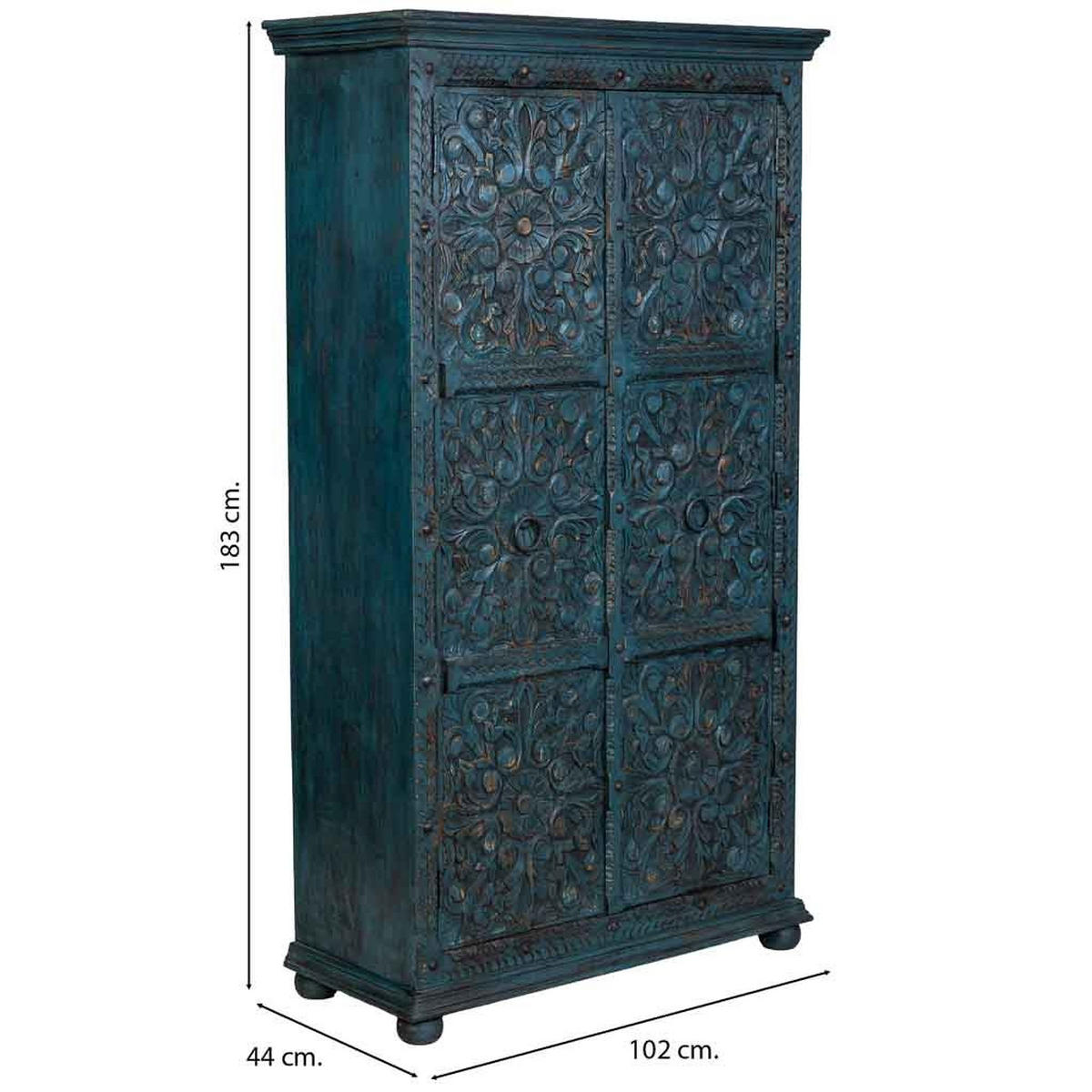 KLEIDERSCHRANK aus holz 102x44x183cm - Blau, Holz (102/183/44cm) - Wanderlust