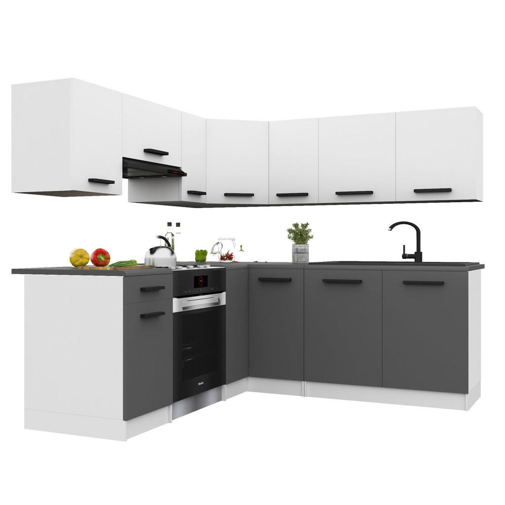 B BELINI GROUP KUCHYŇSKÁ LINKA Italia 6 360 cm, s pracovními deskami, Bílo-šedá matná