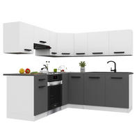 KUCHYNSKÁ linka Italia 6 360 cm, s pracovnou doskou, biela/sivá matná - sivá/biela, drevo (360/143/60cm) - B BELINI GROUP